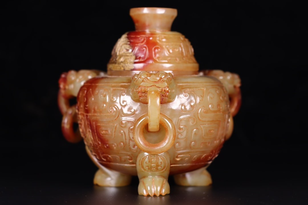 Vintage Qing Dynasty Hetian Jade Beast Incense Burner - 2