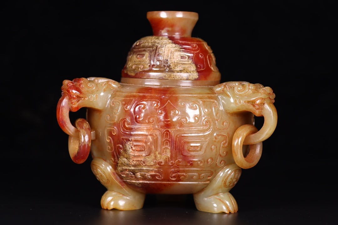 Vintage Qing Dynasty Hetian Jade Beast Incense Burner - 3
