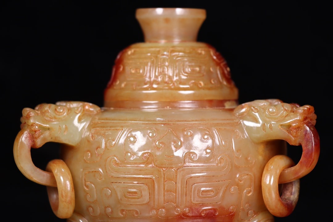 Vintage Qing Dynasty Hetian Jade Beast Incense Burner - 5