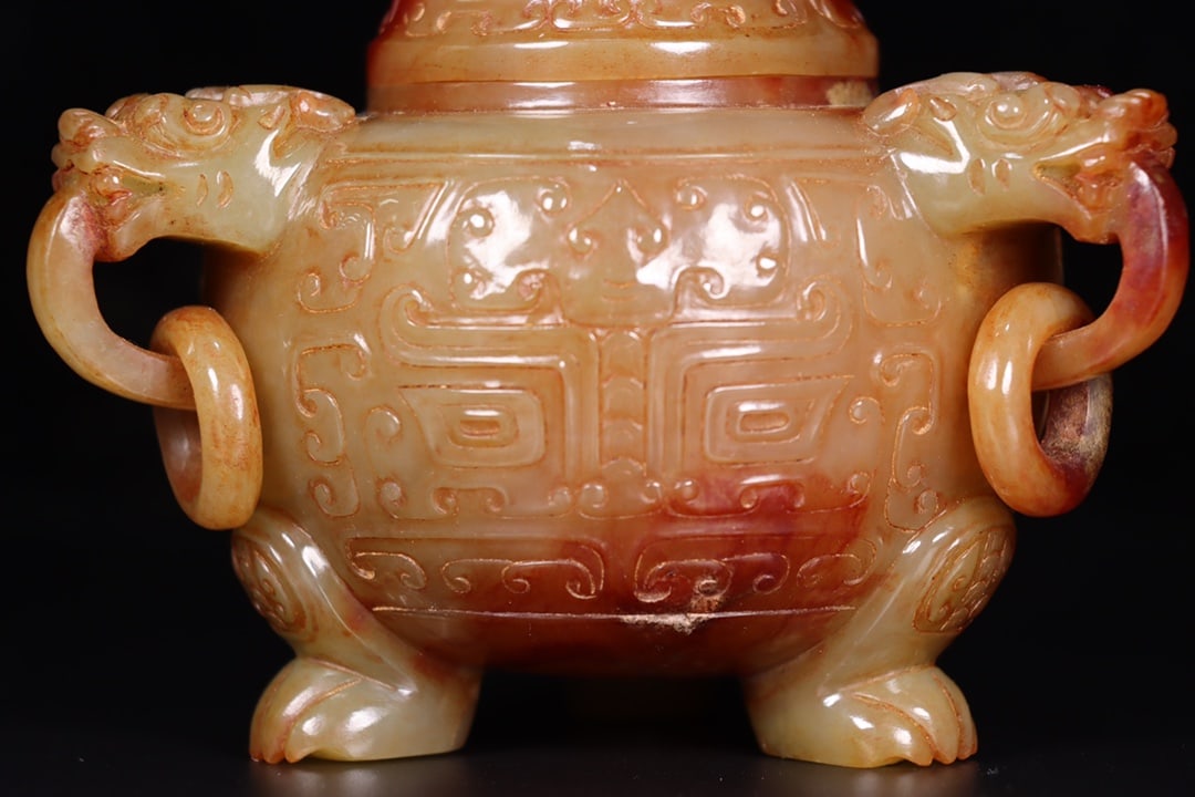 Vintage Qing Dynasty Hetian Jade Beast Incense Burner - 6