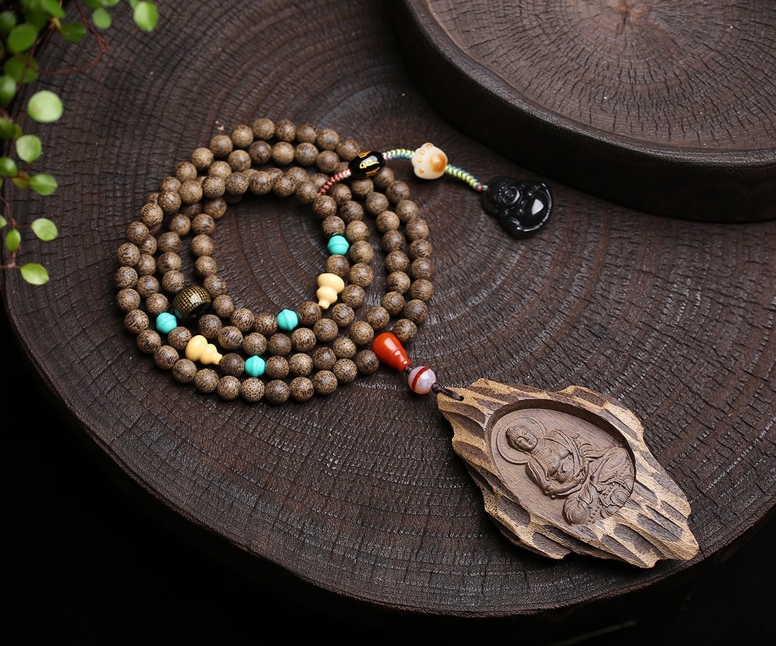 Old Chenxiang Wood Buddha Pendant & Necklace - 2