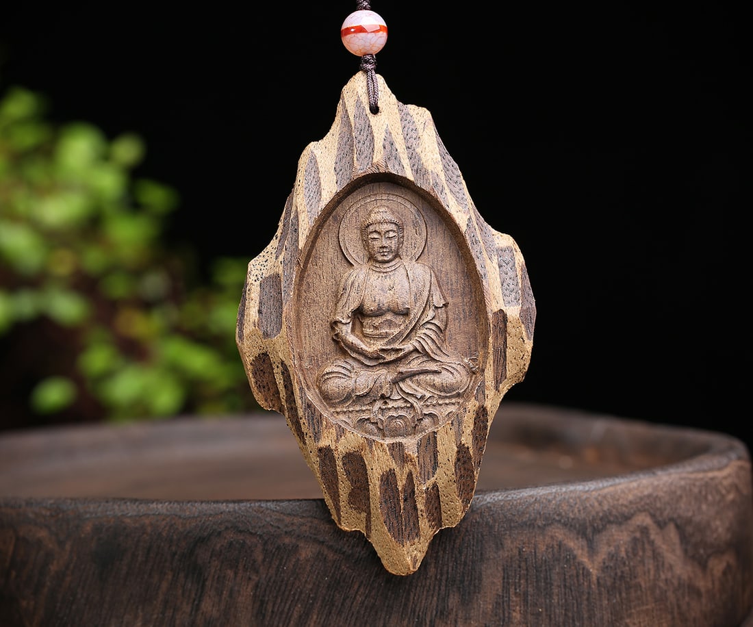 Old Chenxiang Wood Buddha Pendant & Necklace - 3