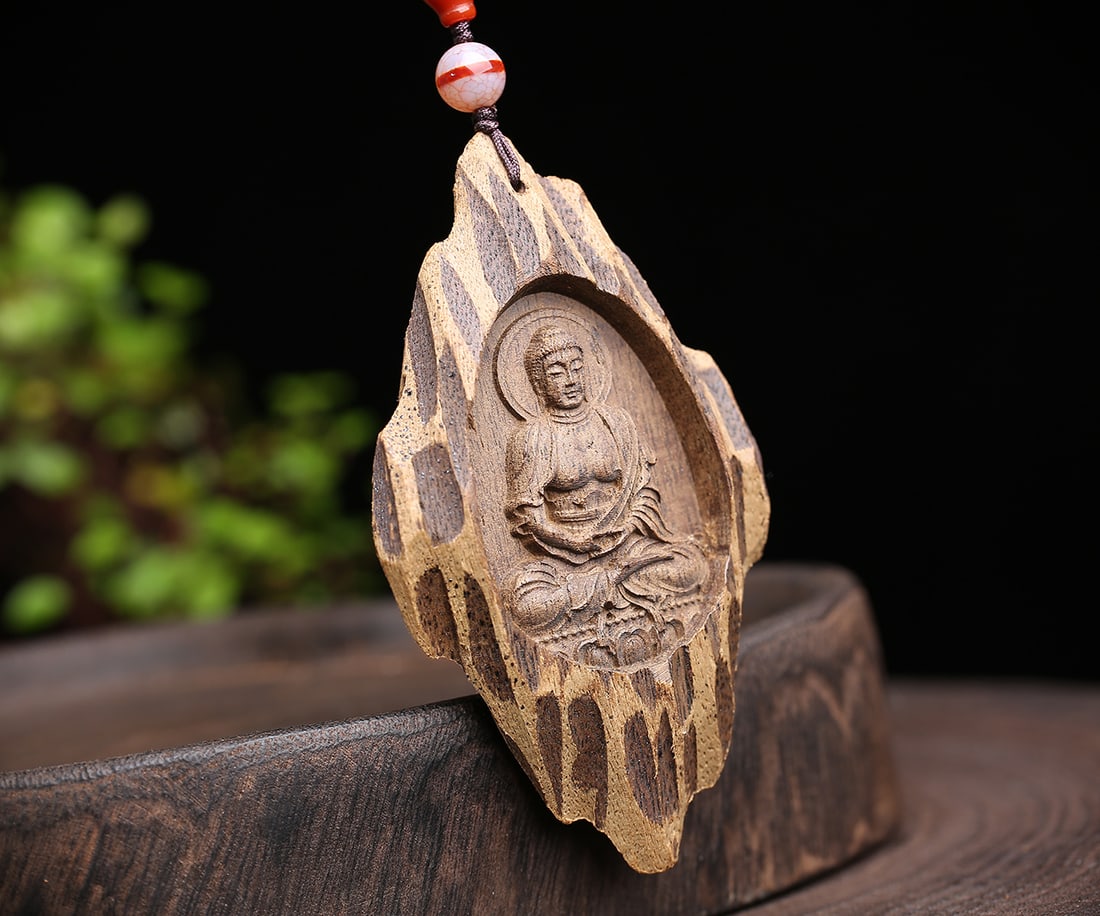 Old Chenxiang Wood Buddha Pendant & Necklace - 4
