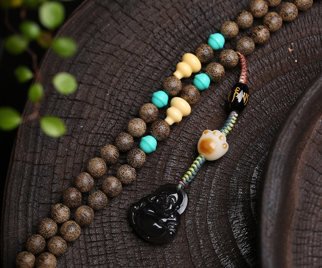 Old Chenxiang Wood Buddha Pendant & Necklace - 5
