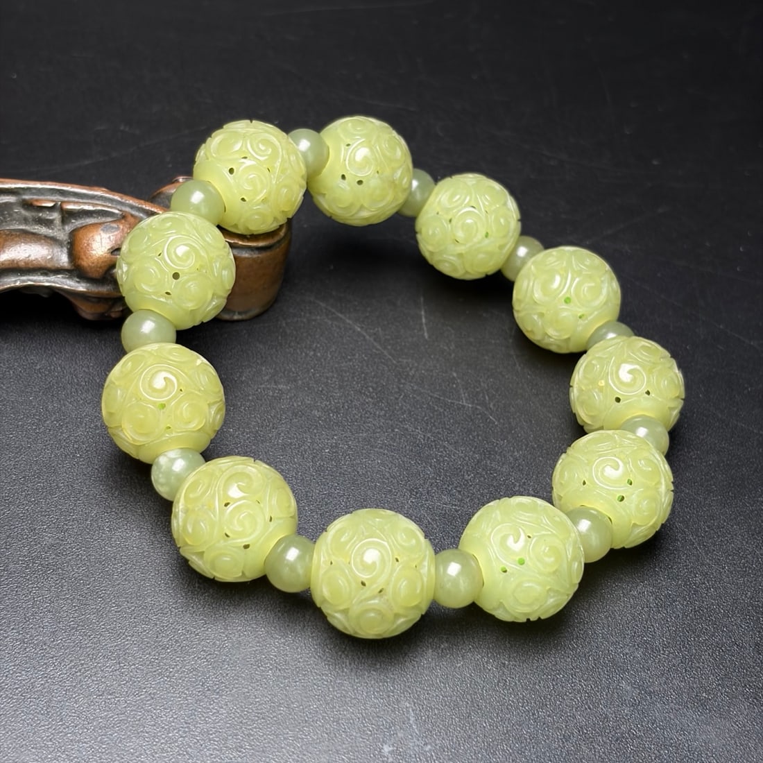 Openwork Hetian Jade Beads Bracelet - 2