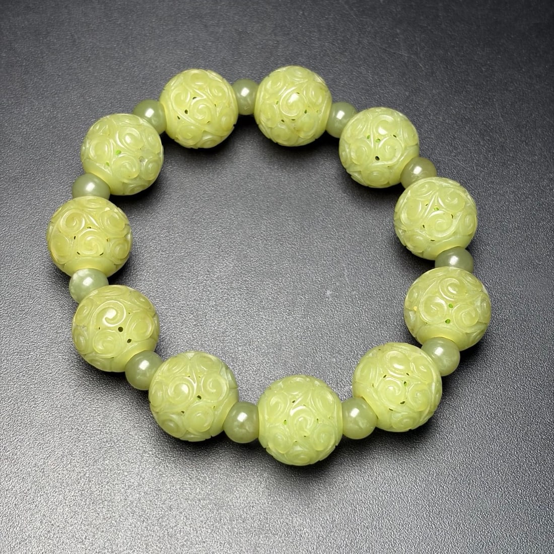 Openwork Hetian Jade Beads Bracelet - 6