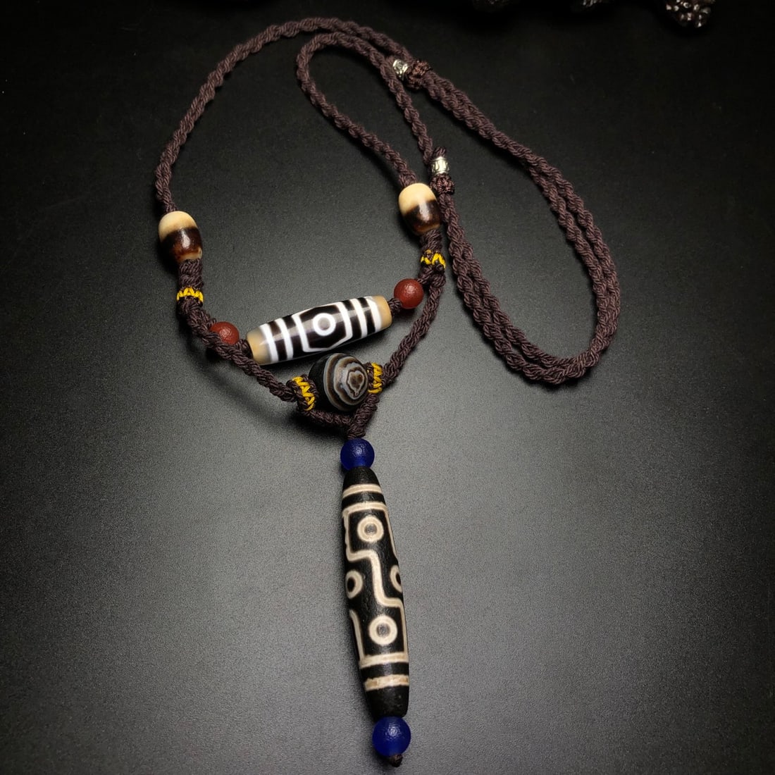 Old Tibetan Nine Eyes & Three Eyes DZI Agate Necklace (1 of 8)