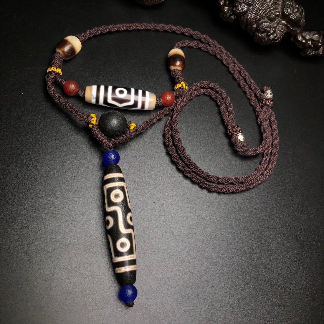 Old Tibetan Nine Eyes & Three Eyes DZI Agate Necklace - 4