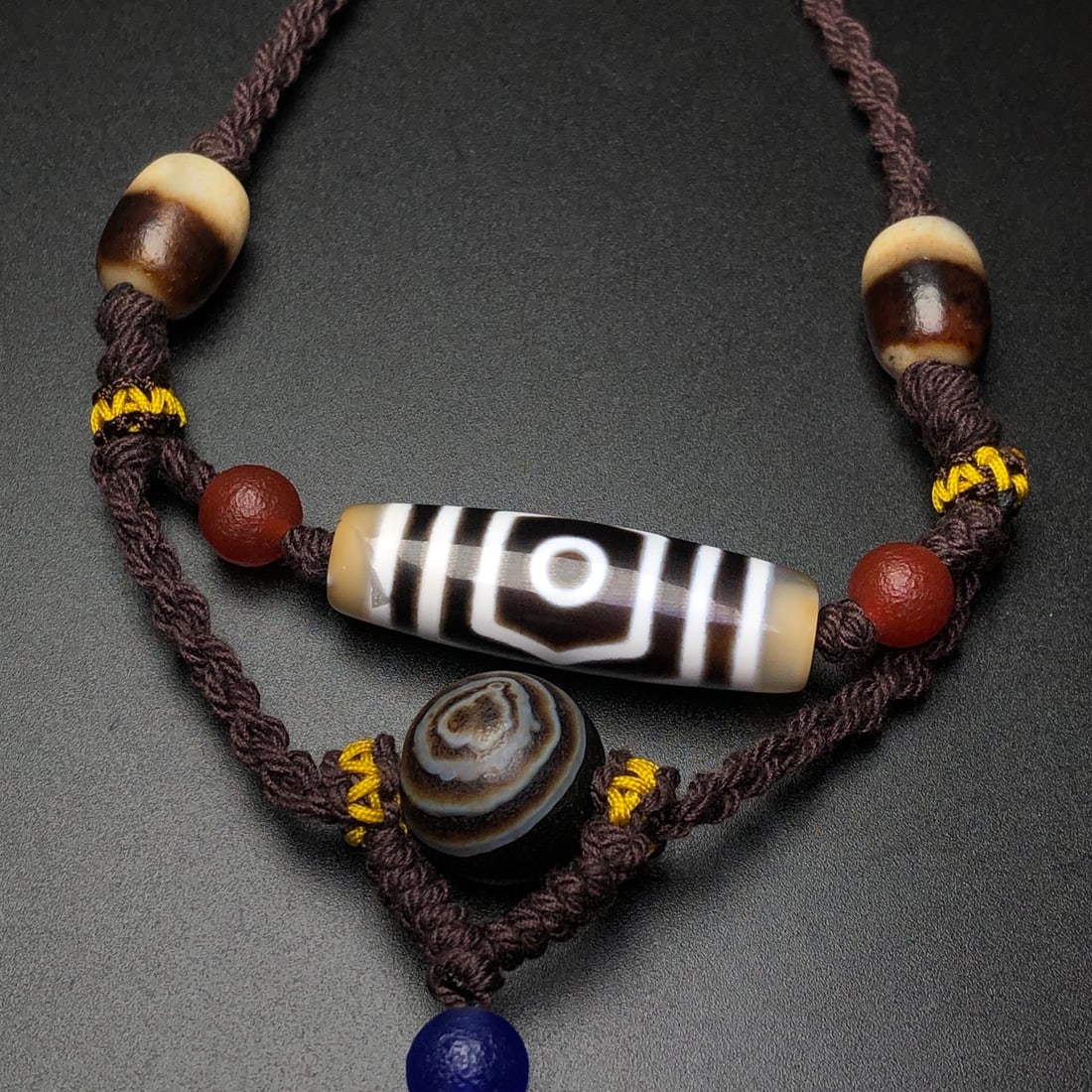 Old Tibetan Nine Eyes & Three Eyes DZI Agate Necklace - 6