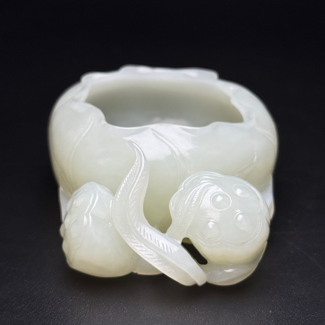 Hetian Jade Hand Carved Lotus Brush Washer - 6