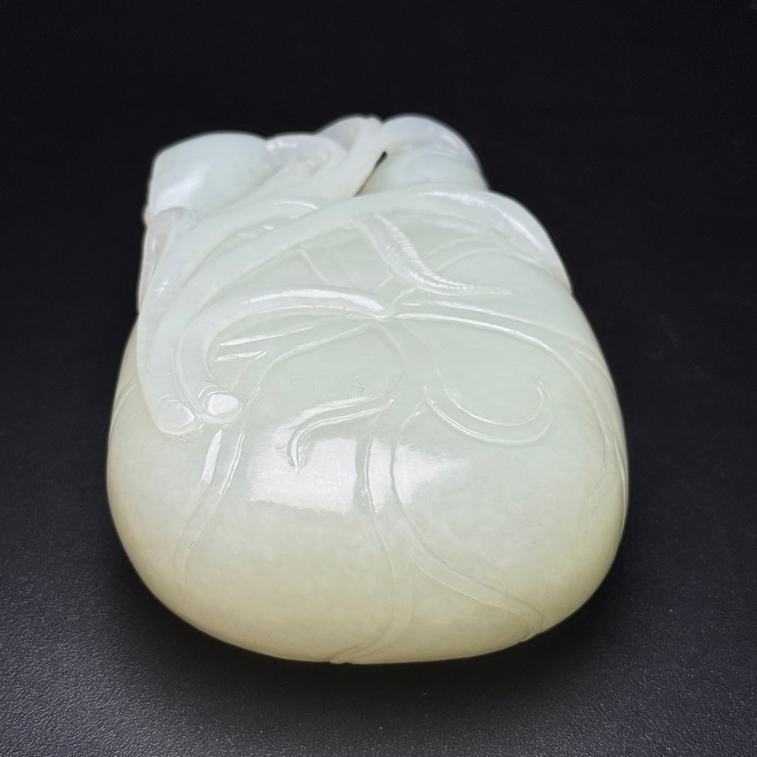 Hetian Jade Hand Carved Lotus Brush Washer - 7