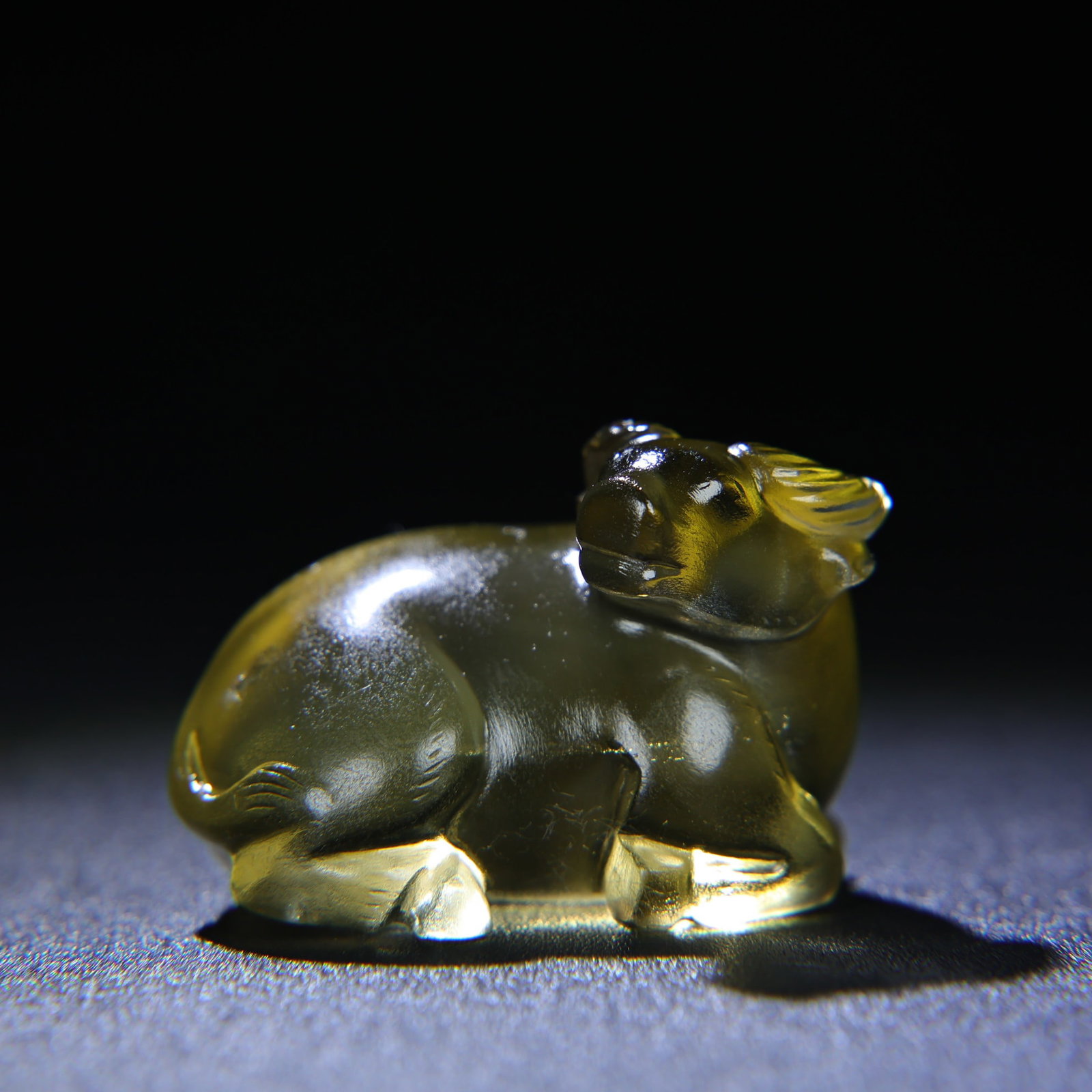 Old Yellow Crystal Ox Statue - 3