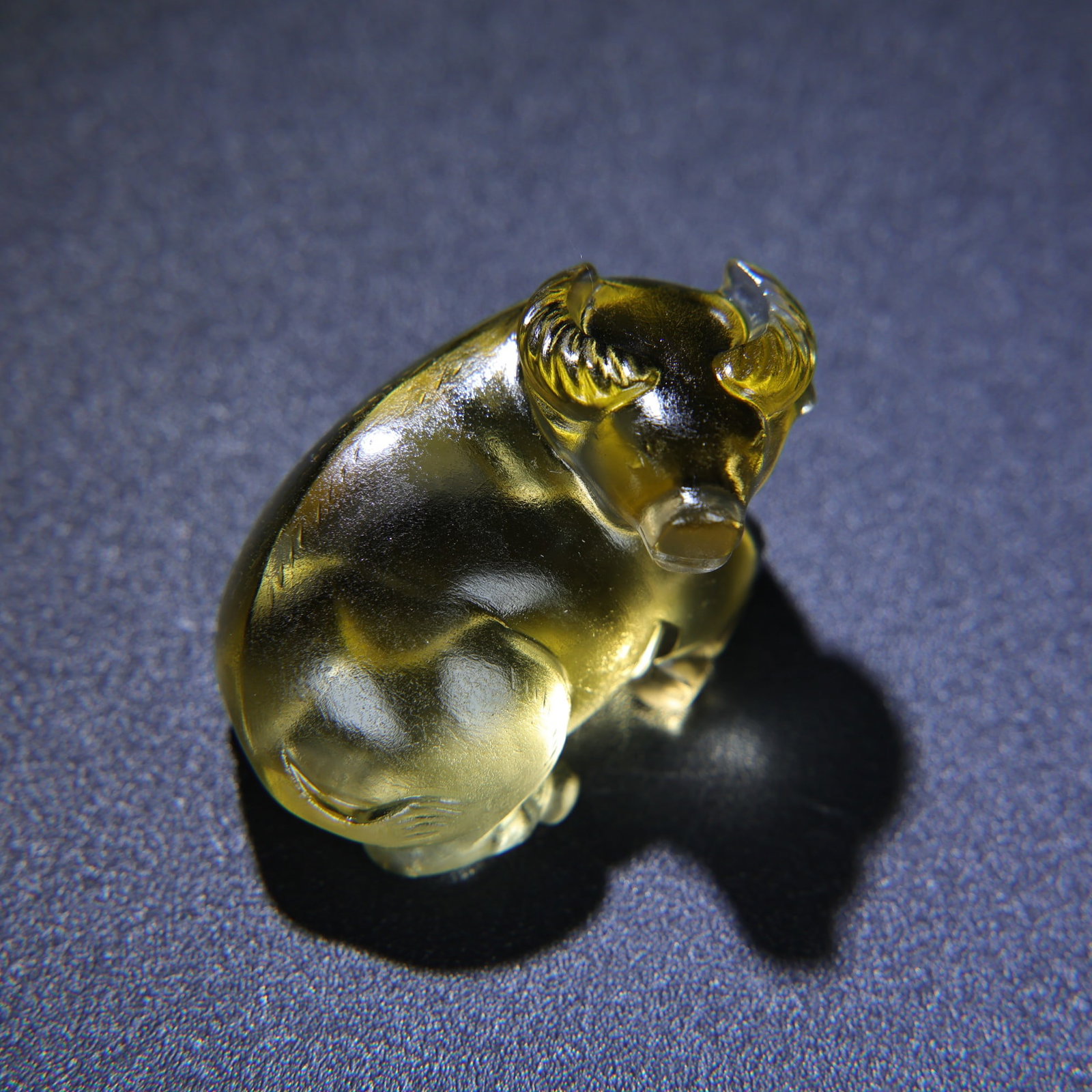 Old Yellow Crystal Ox Statue - 8