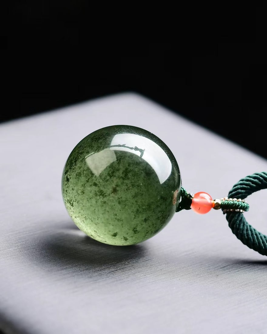 Green Crystal Lucky Ball Pendant with Certificate - 4