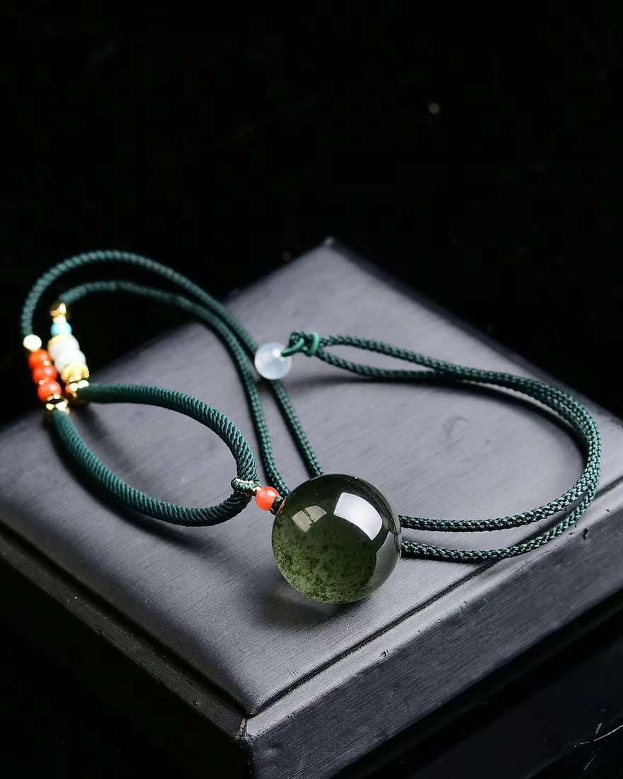 Green Crystal Lucky Ball Pendant with Certificate - 5