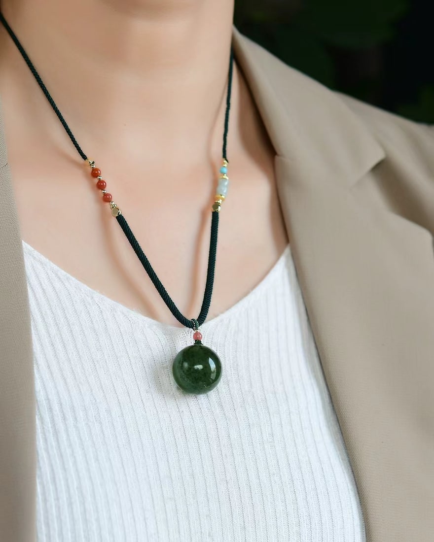 Green Crystal Lucky Ball Pendant with Certificate - 6