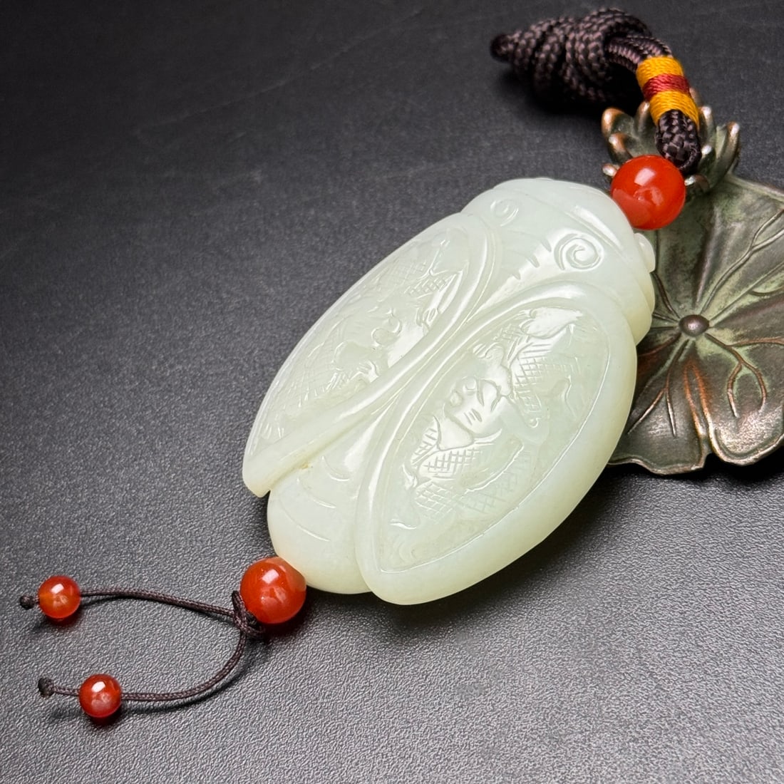 Hetian Jade Cicada Pendant - 3
