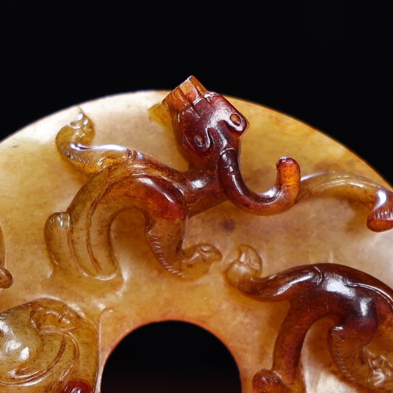 Vintage Hetian Jade Chi Dragon Bi Statue - 5