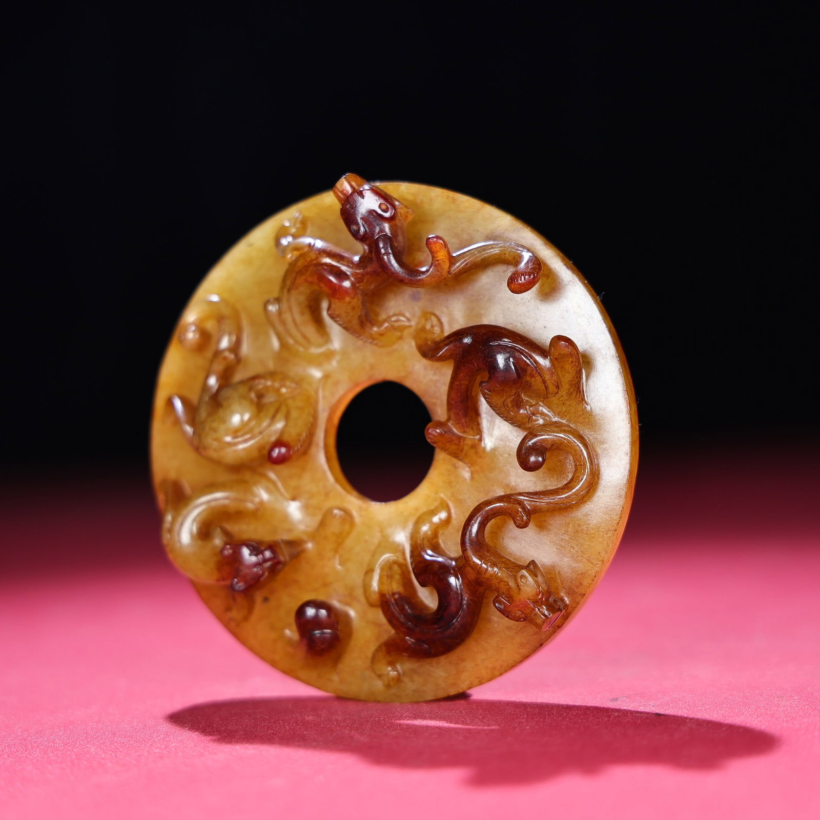 Vintage Hetian Jade Chi Dragon Bi Statue - 6