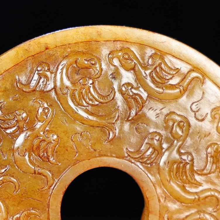 Vintage Hetian Jade Chi Dragon Bi Statue - 7