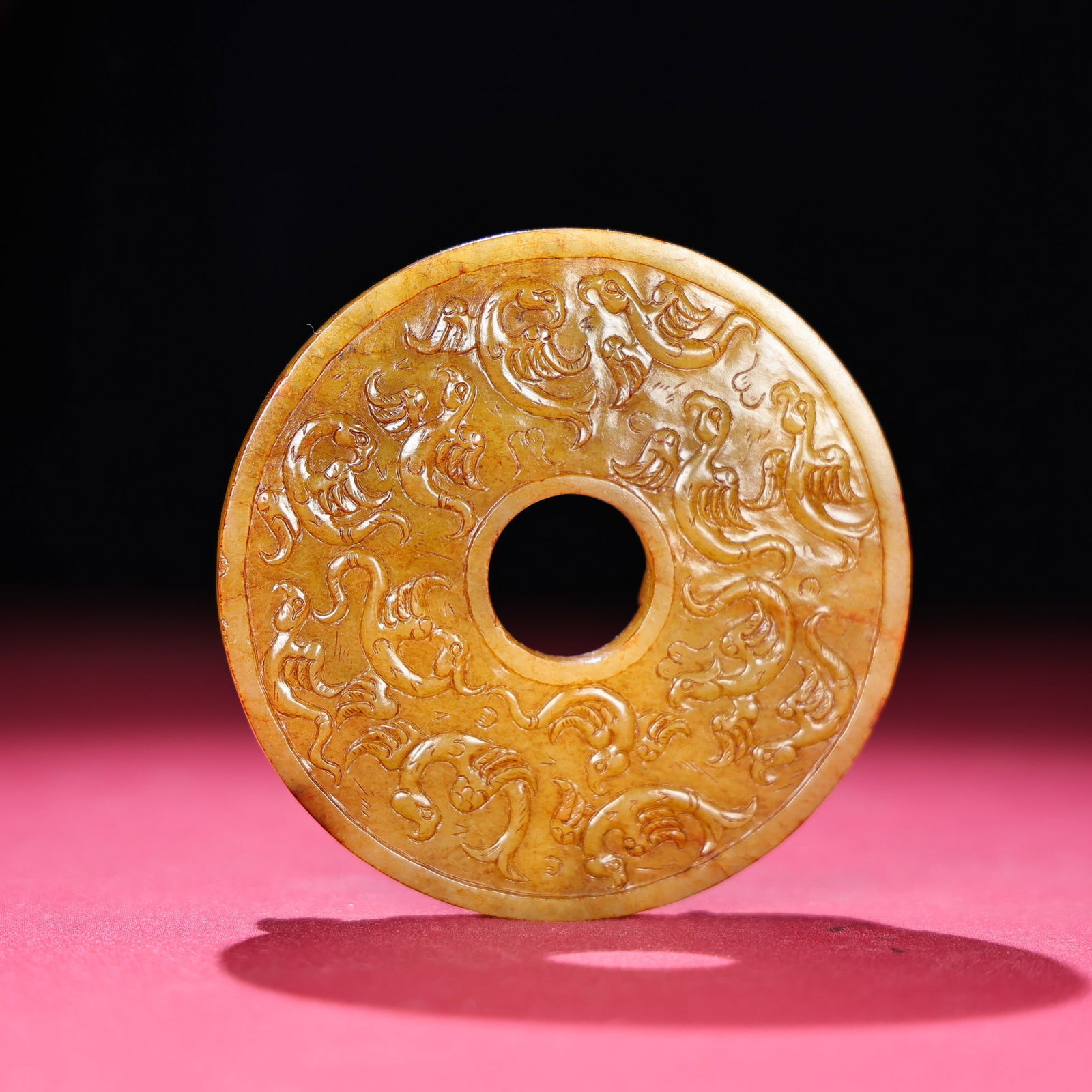Vintage Hetian Jade Chi Dragon Bi Statue - 8
