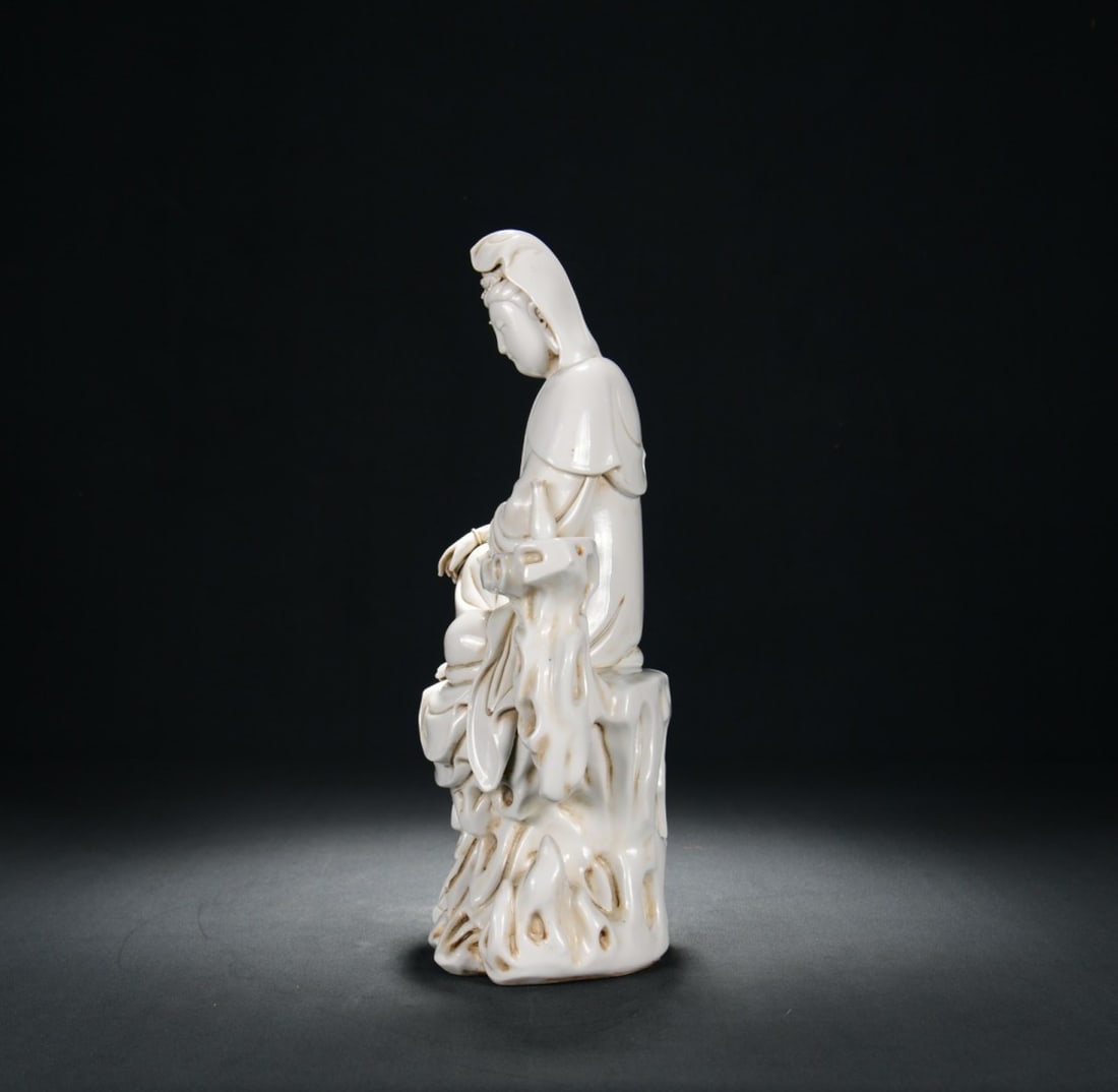 Dehua White Glaze Porcelain Kwan-yin Statue - 2