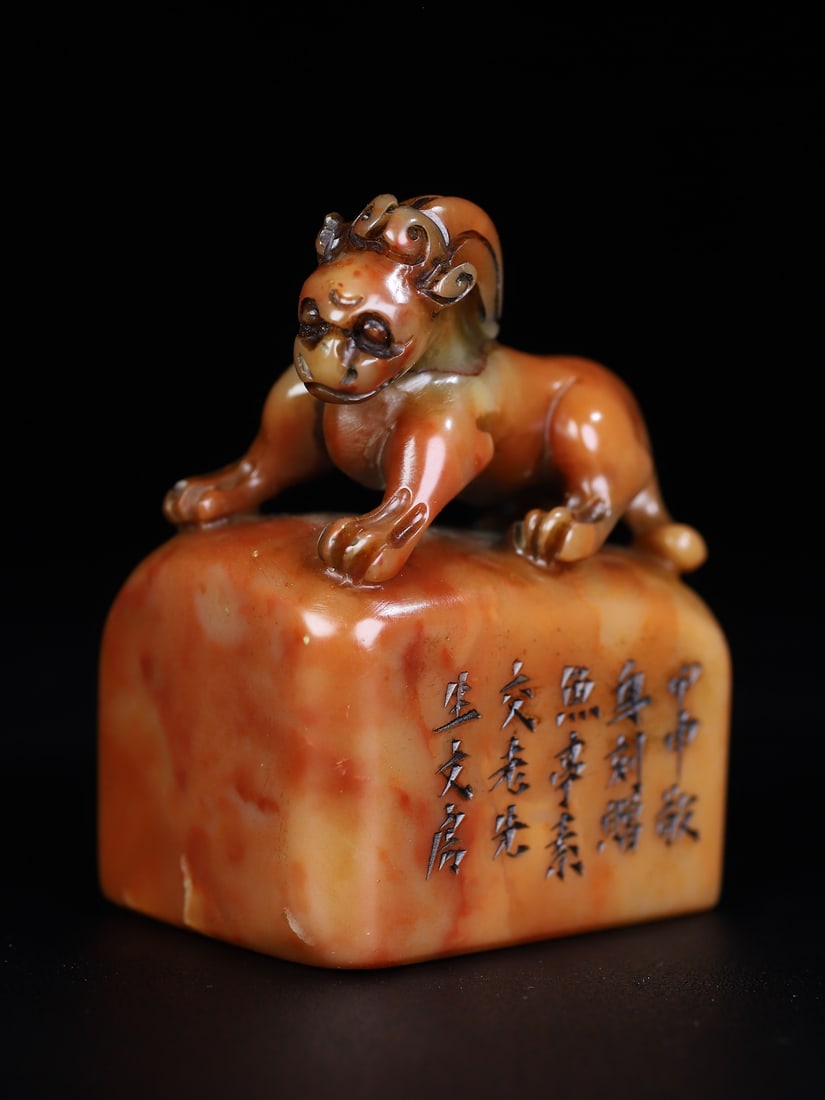 Shoushan Soapstone Hand-Carved Seal/Stamp Fortune Beast - 2