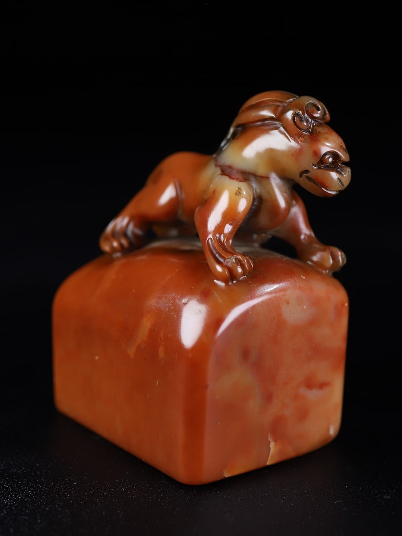 Shoushan Soapstone Hand-Carved Seal/Stamp Fortune Beast - 7