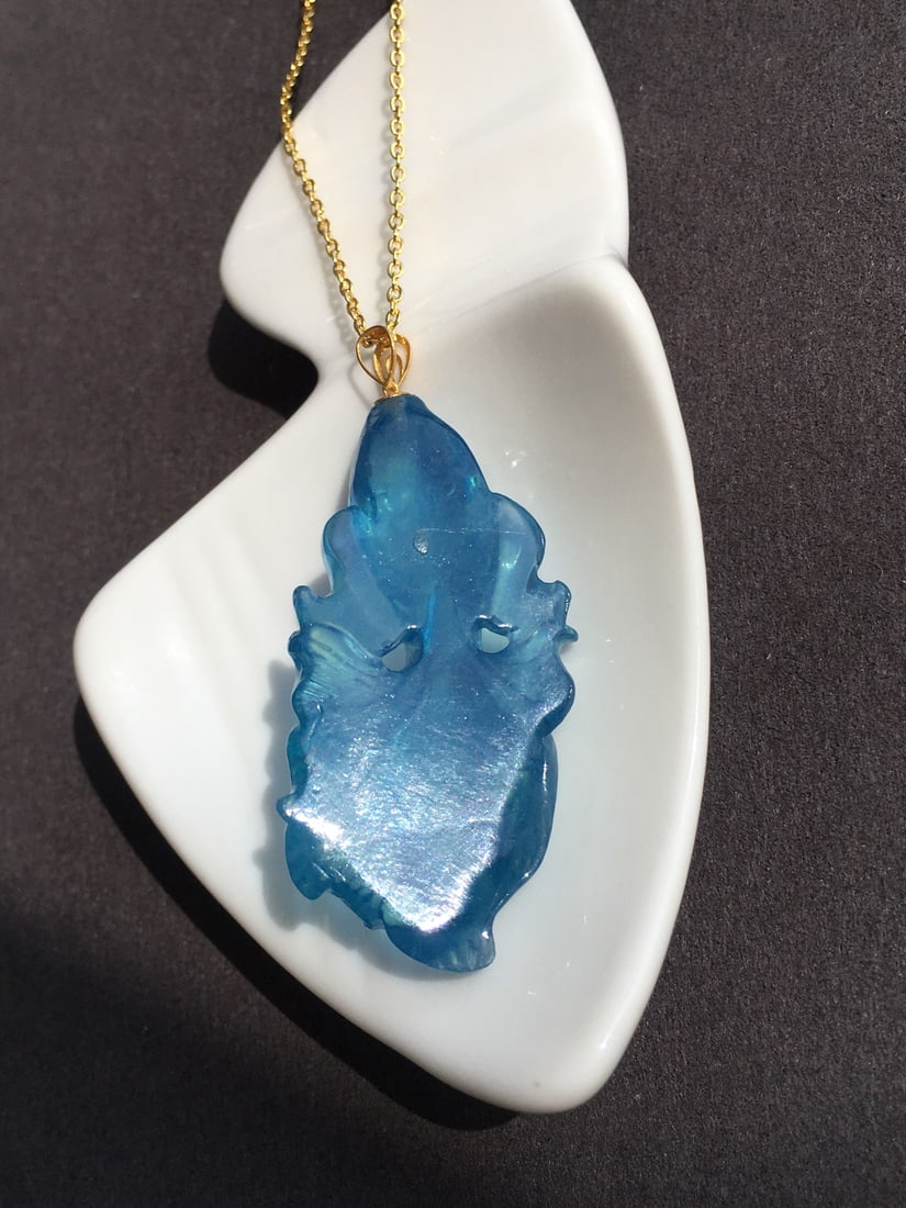 Beautiful Natural Aquamarine Goldfish Pendant - 6