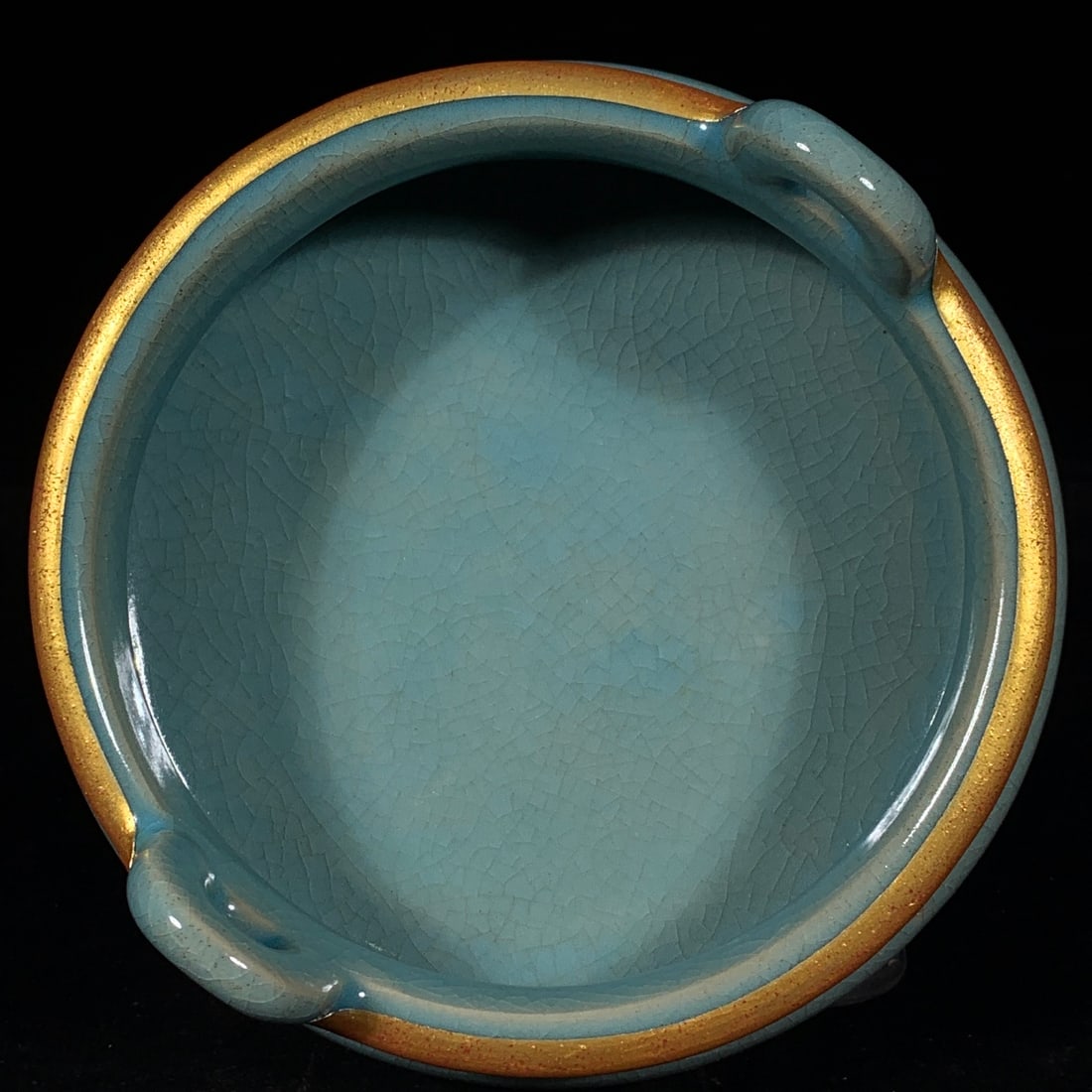 Inlay Silver Edge Ru Kiln Porcelain Double Ear Incense Burner - 3