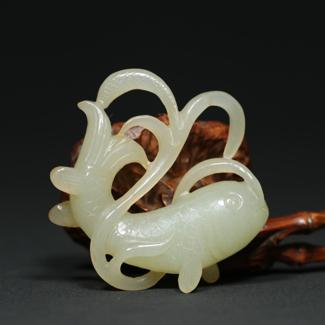 Old Hetian Jade Pendant - Fish - 2