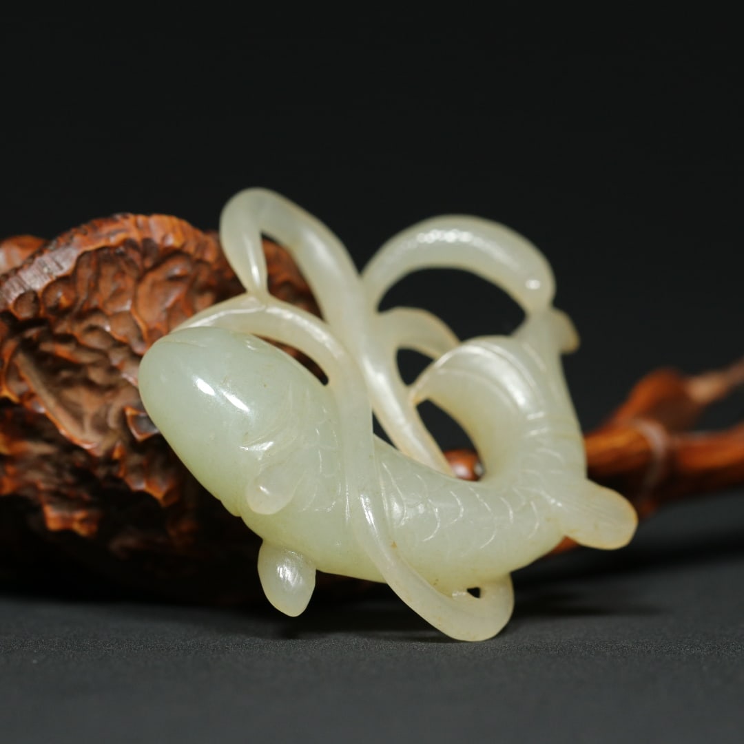 Old Hetian Jade Pendant - Fish - 3