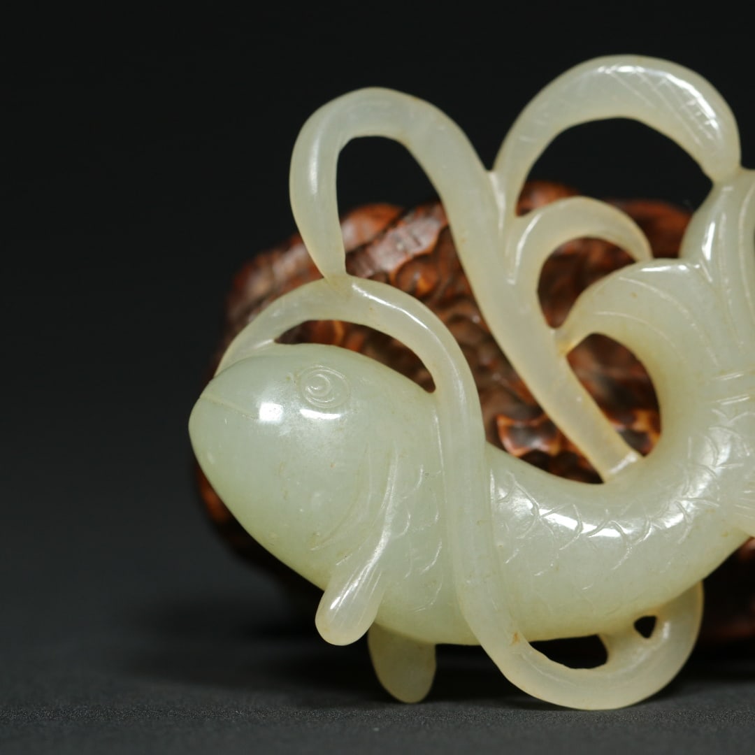 Old Hetian Jade Pendant - Fish - 4