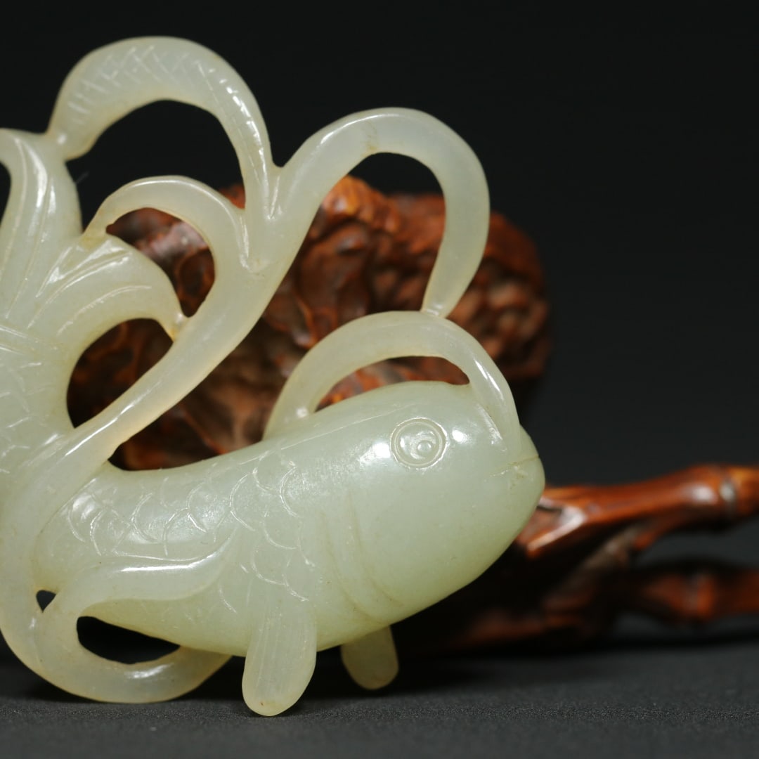 Old Hetian Jade Pendant - Fish - 6