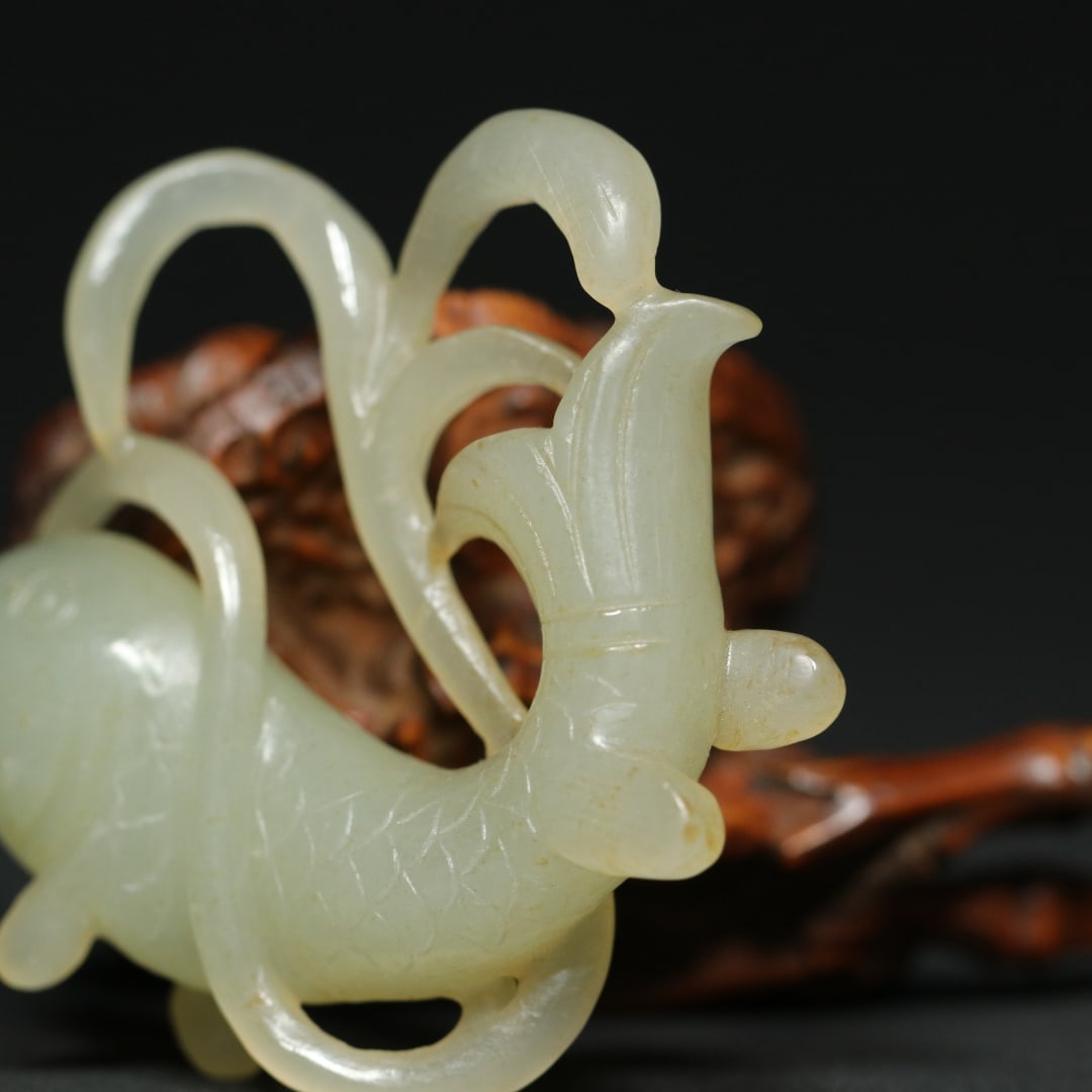 Old Hetian Jade Pendant - Fish - 8