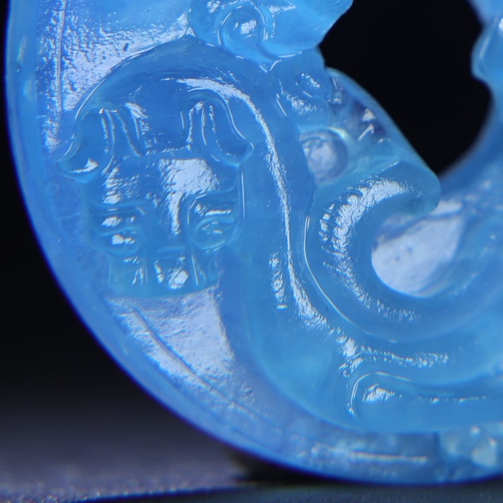 Beautiful Natural Aquamarine Hand Carved Chi Dragon Pendant - 2