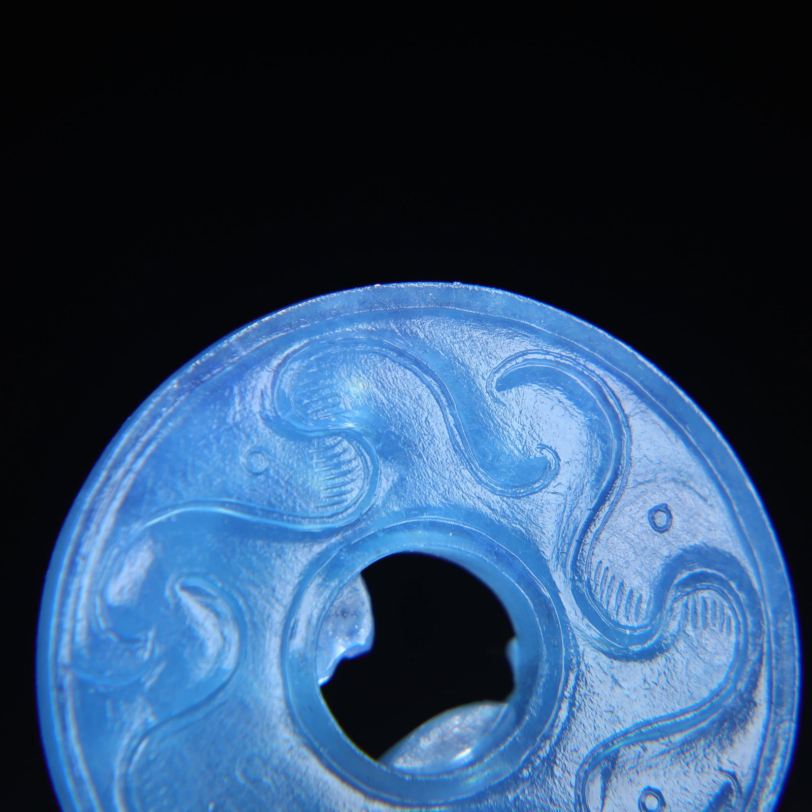Beautiful Natural Aquamarine Hand Carved Chi Dragon Pendant - 4