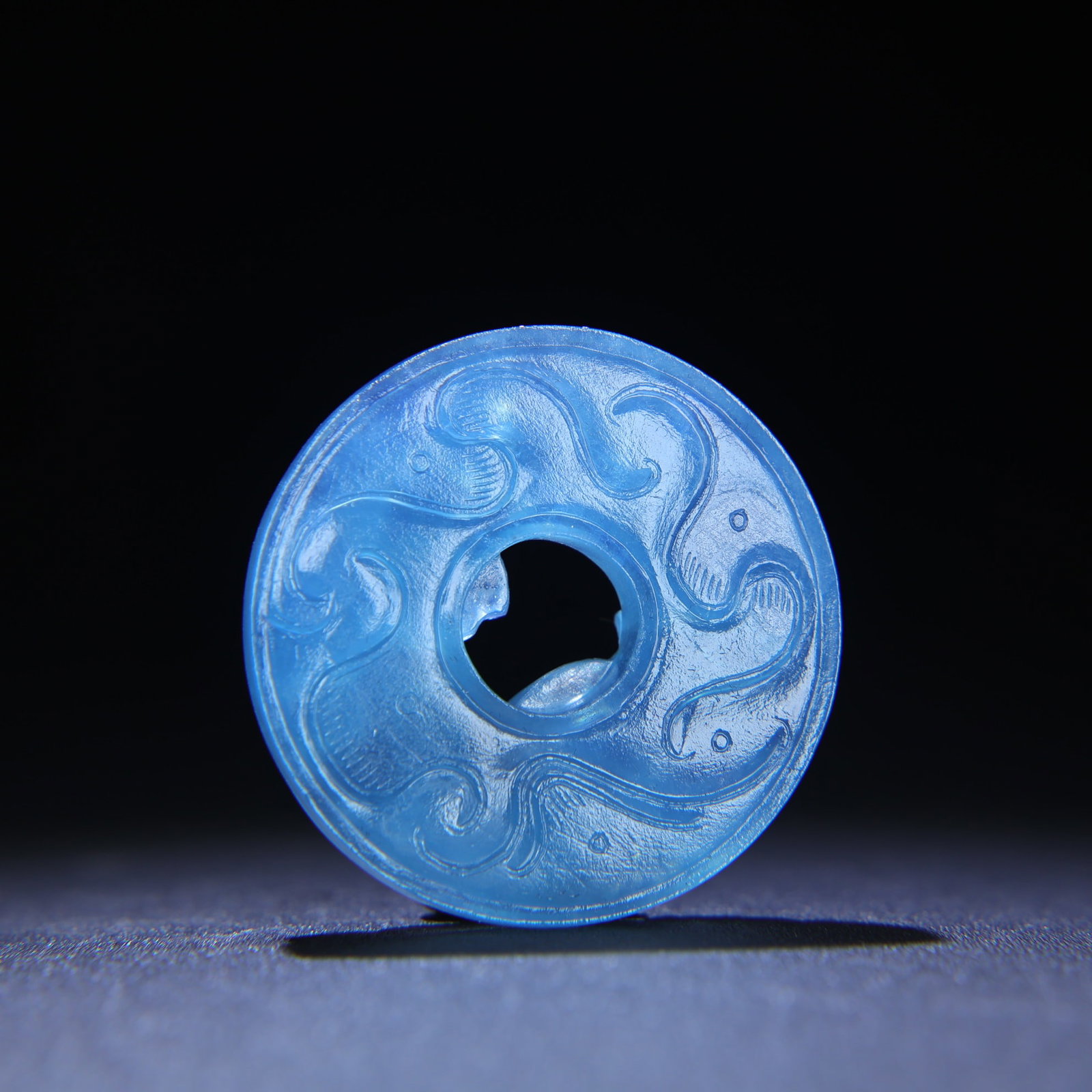 Beautiful Natural Aquamarine Hand Carved Chi Dragon Pendant - 5
