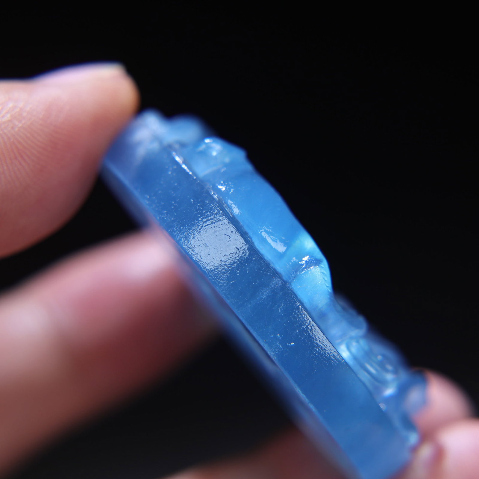 Beautiful Natural Aquamarine Hand Carved Chi Dragon Pendant - 6