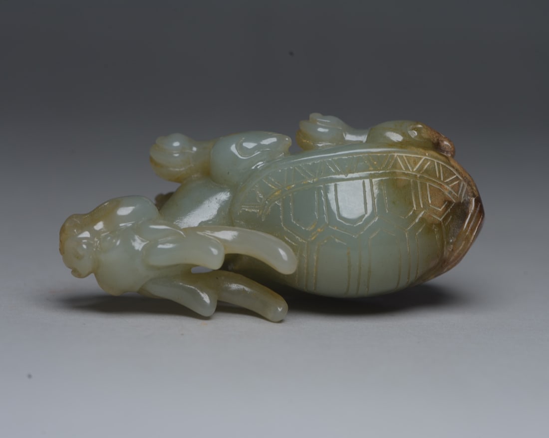 Hetian Jade Hand Carved Dragon Turtle Statue Pendant - 5