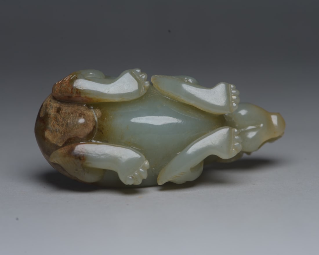 Hetian Jade Hand Carved Dragon Turtle Statue Pendant - 6