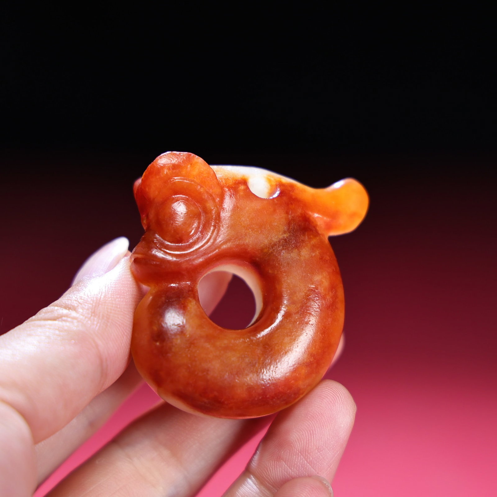 Old Hetian Jade Pendant - Dragon - 6