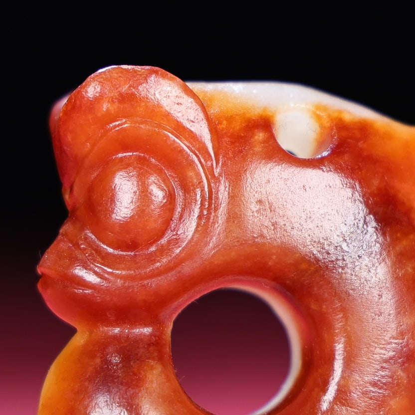 Old Hetian Jade Pendant - Dragon - 7
