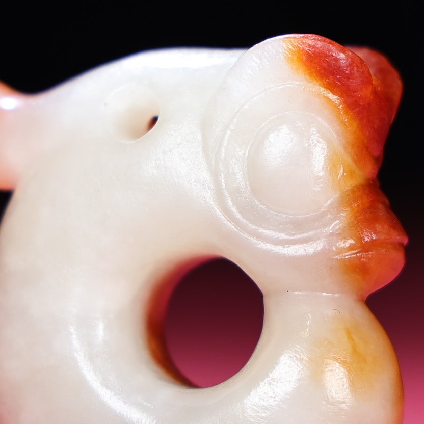 Old Hetian Jade Pendant - Dragon - 8
