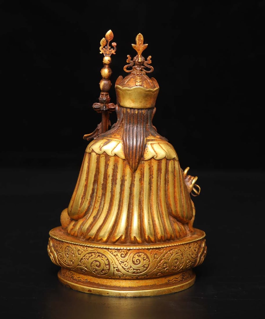 Vintage Gilt Gold Bronze Buddha Statue - 3
