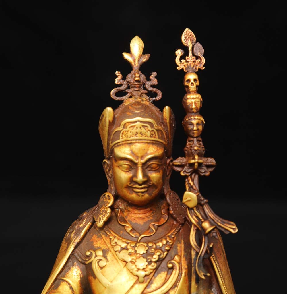 Vintage Gilt Gold Bronze Buddha Statue - 6