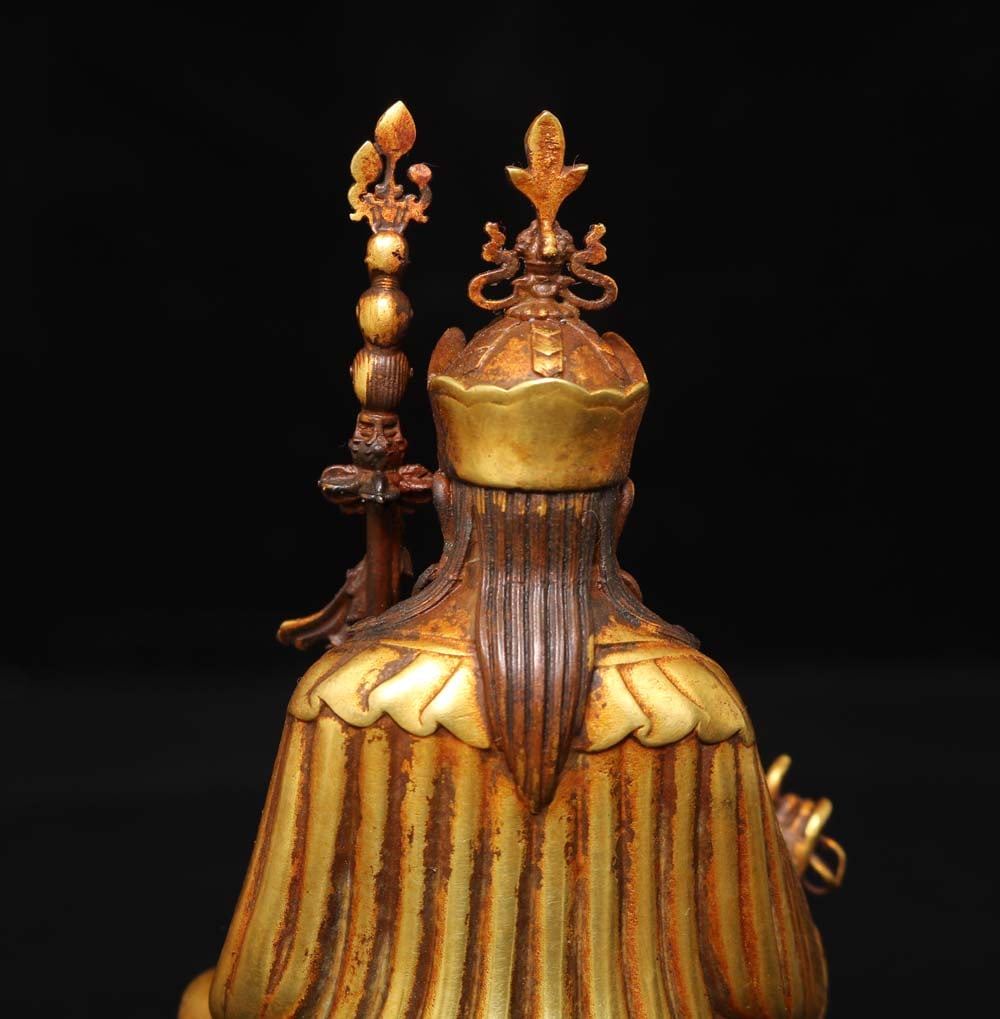 Vintage Gilt Gold Bronze Buddha Statue - 8