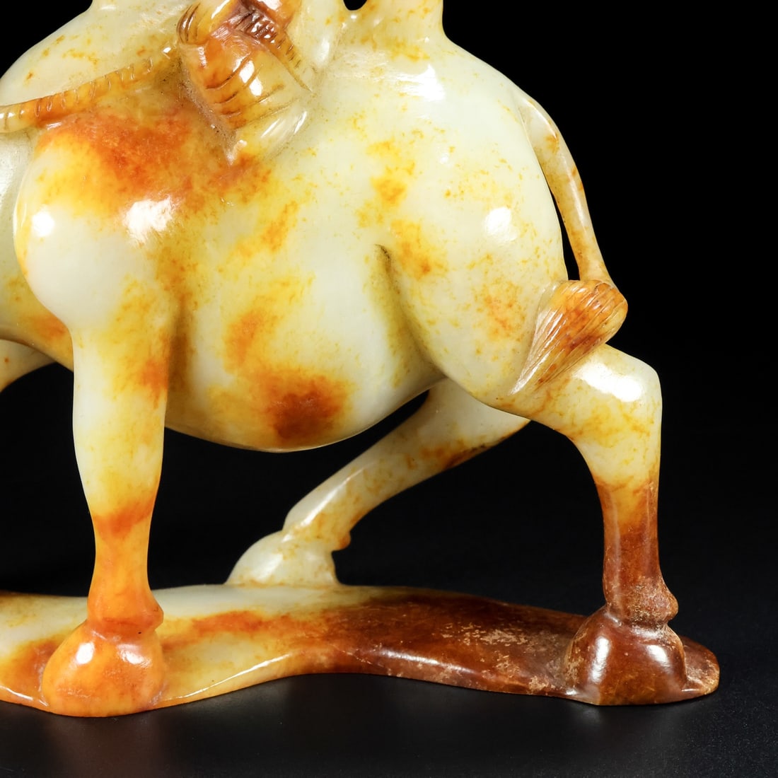 A Pair Hetian Jade Camel & Figure Statue - 7