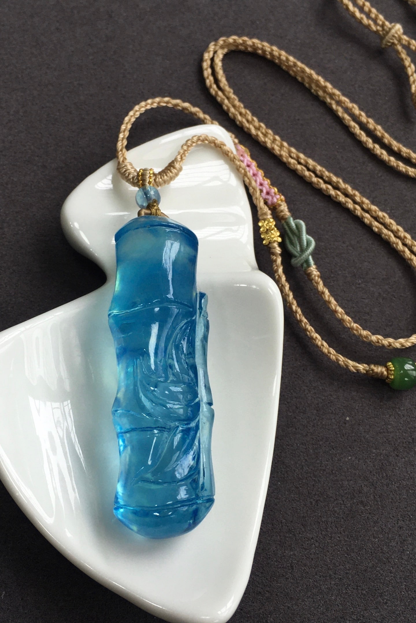Beautiful Natural Aquamarine Bamboo Pendant with Certificate - 2