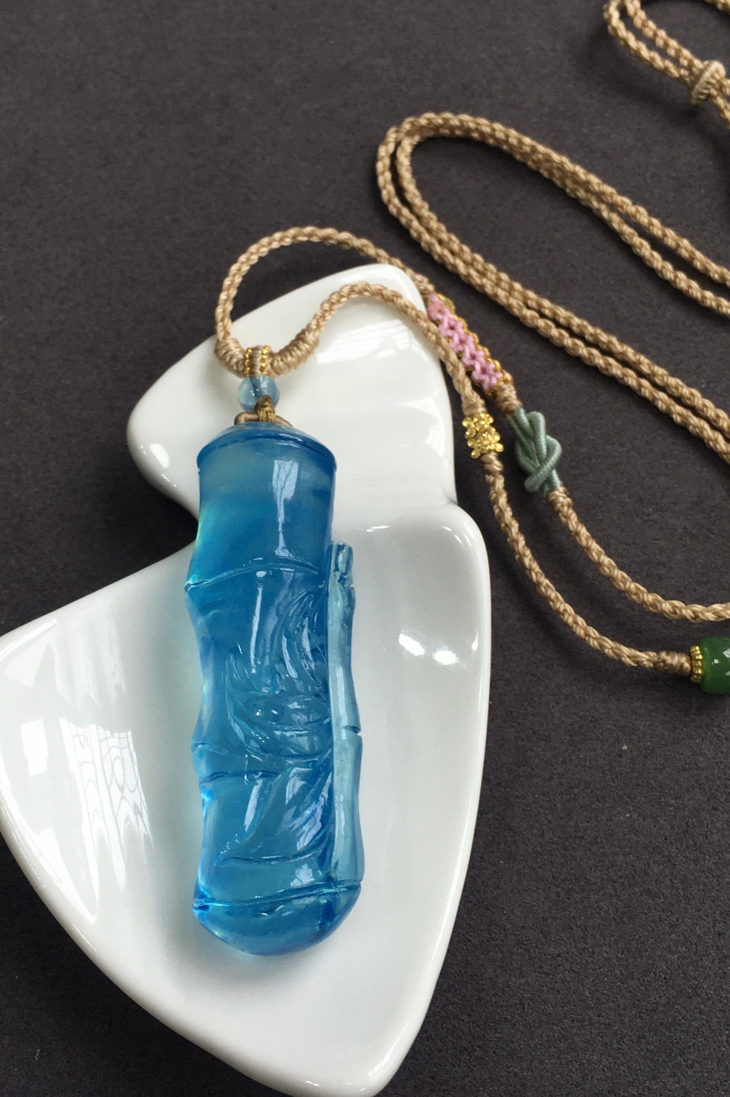 Beautiful Natural Aquamarine Bamboo Pendant with Certificate - 3